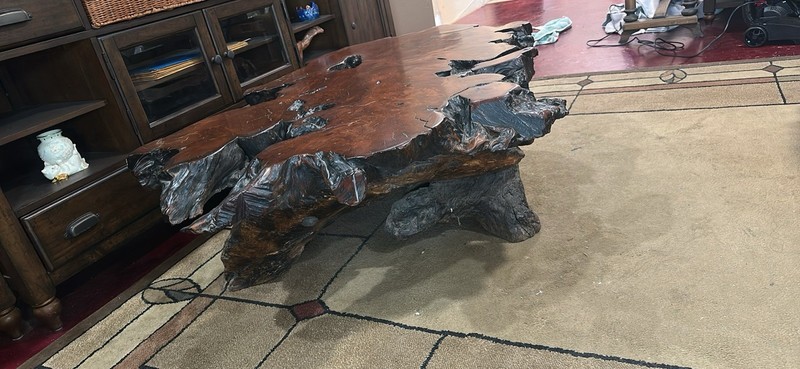 Giant Old Growth California Custom Redwood Coffee Table Mid Century Modern
