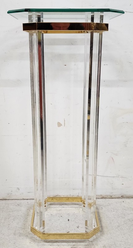 Lucite Pedestal Display Stand CHARLES HOLLIS JONES Style 24 Karat Gold Plated gallery