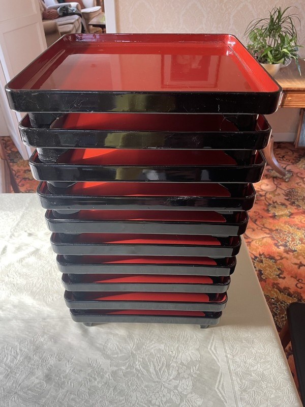 Japanese Urushi Lacquer Serving Tables, 1890 - 1930 gallery