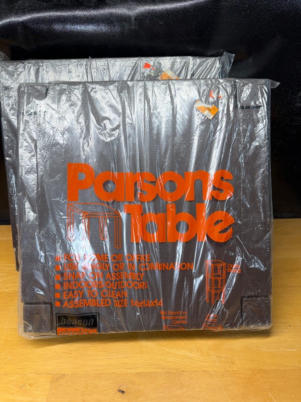 Vintage Plastic Parsons Table 14X14X14 Brown NOS Sealed gallery