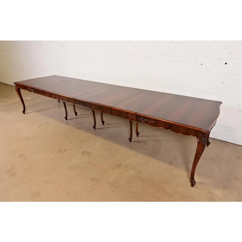 Romweber Antique French Provincial Extension Dining Table, Newly Refinished