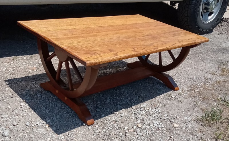 Mid Century Oak Wagon Wheel Coffee Table (CT310) gallery