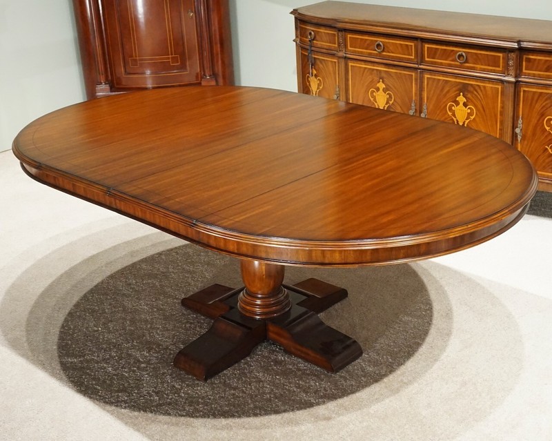 Beautiful 7' transitional Mahogany oval round dining Kitchen table gallery