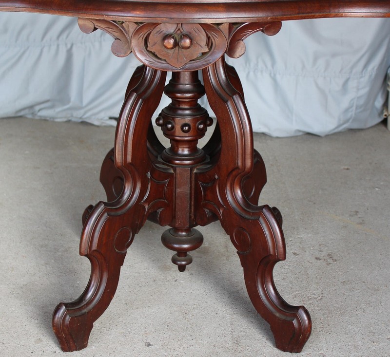 Antique Victorian Walnut Marble top Table - original finish gallery