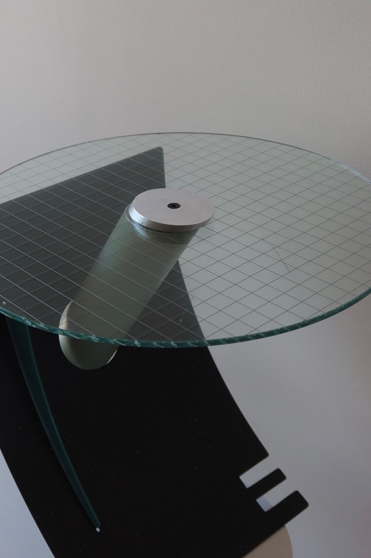 Postmodern Studio Teal and Blue Side Table by Michael Graham, 1987 gallery