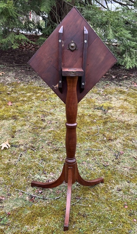 18th-19th Century Tilt Top Walnut? Wood Pedestal Candle Plant Stand Table gallery