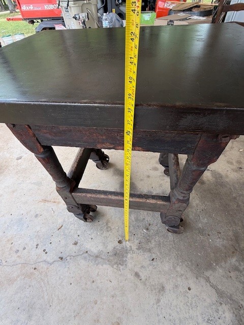Antique Printers Table, Industrial Die Cart, Antique Turtle Top Table gallery