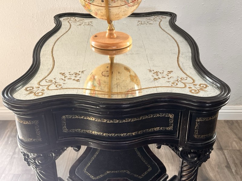John Richard’s Elegant Black Lacquer Rococo Revival Accent Table – gallery