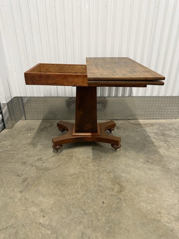 Vintage Mid Century Table With Swivel Top And Storage On Wheels gallery