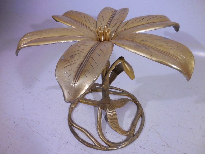Vintage Original Arthur Court Gilded Tiger Lily Dining Table Mid Century Modern
