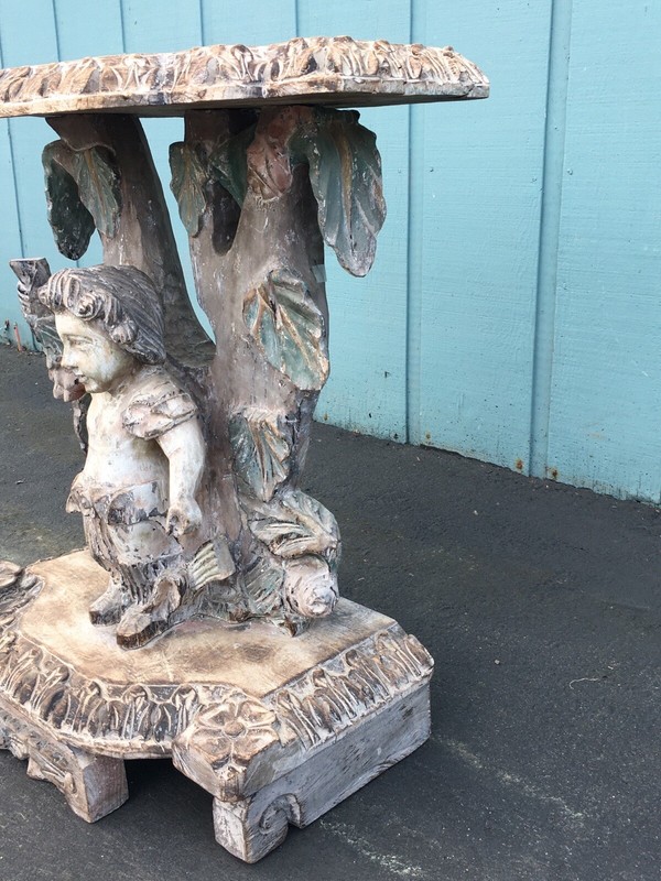 Antique Mexican Side Table Console Bacchus Wine Grapes Vineyard Early California gallery