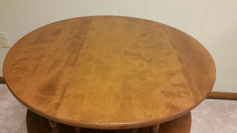 ETHAN ALLEN ROUND REVOLVING BOOK TABLE  gallery