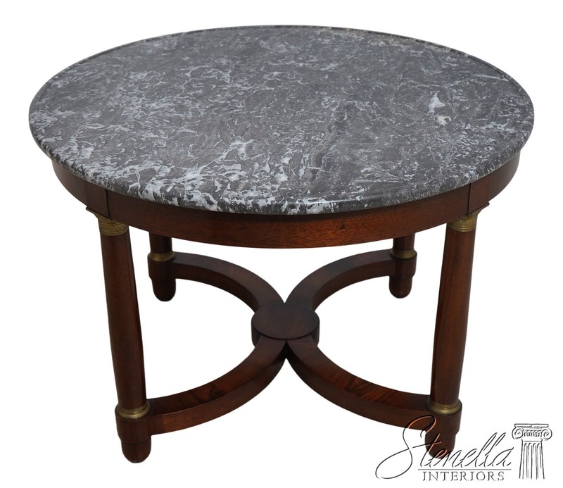 67428: French Empire Marble Top Mahogany Base Round Center Table