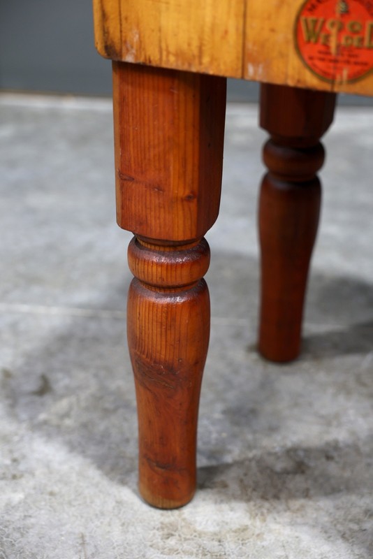 Antique Butcher Block Table Farmhouse Kitchen Island Stand Maple Vintage RARE gallery
