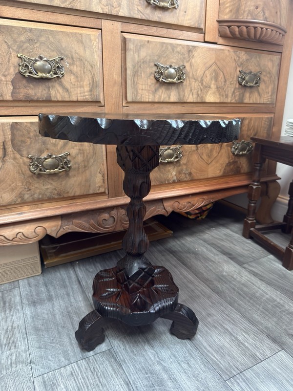 Spanish Colonial Carved Wooden Side Table, 1950s