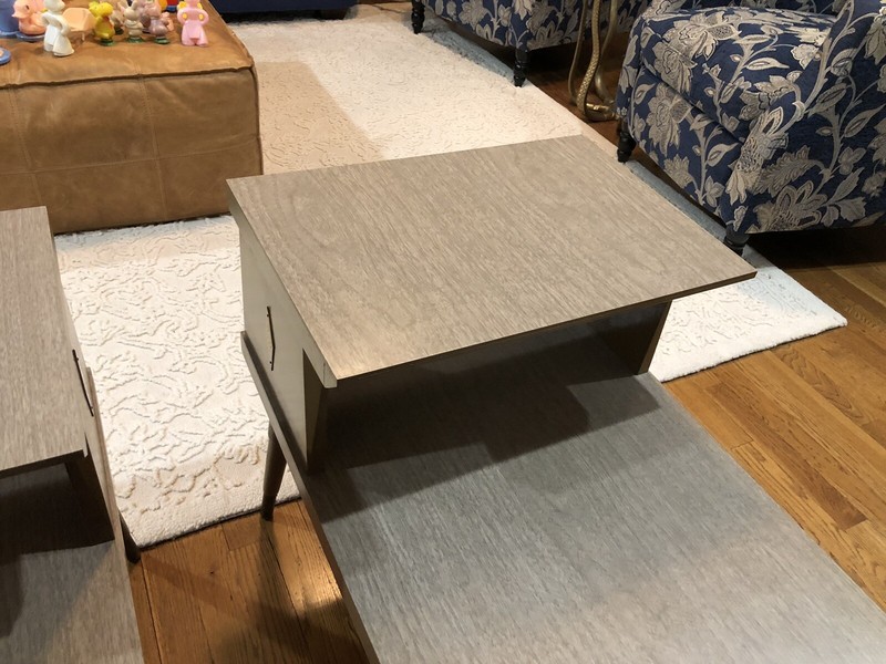 2 Mid Century Modern 2 Tier End Side Tables 1960's Formica Tops Atomic gallery