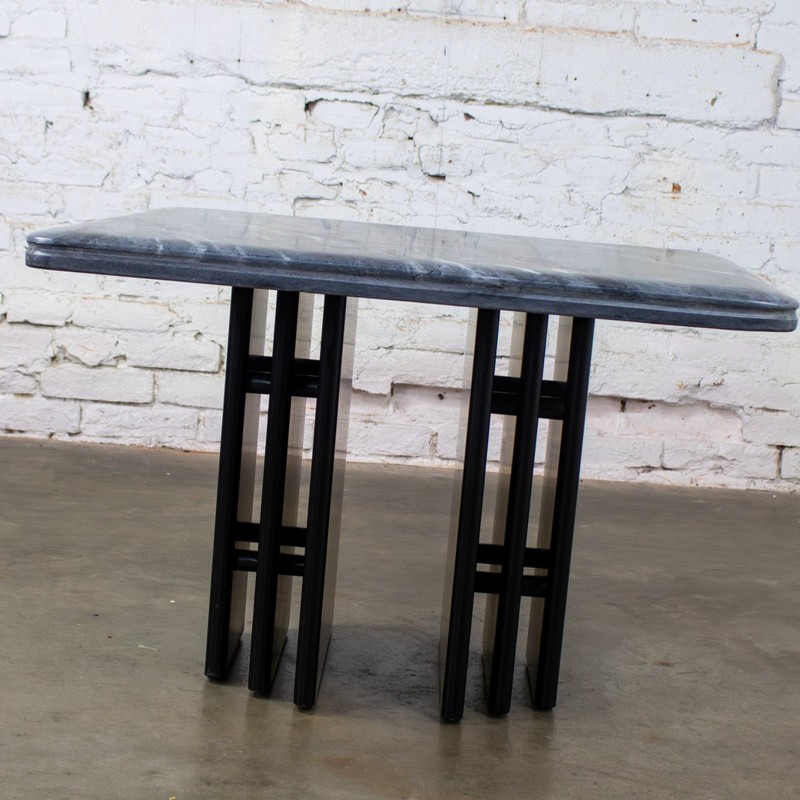 Scandinavian Post Modern Side Table Square Marble Top Bendixen Designs Denmark