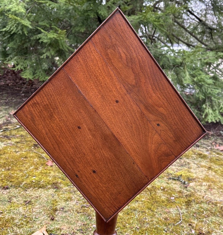 18th-19th Century Tilt Top Walnut? Wood Pedestal Candle Plant Stand Table gallery