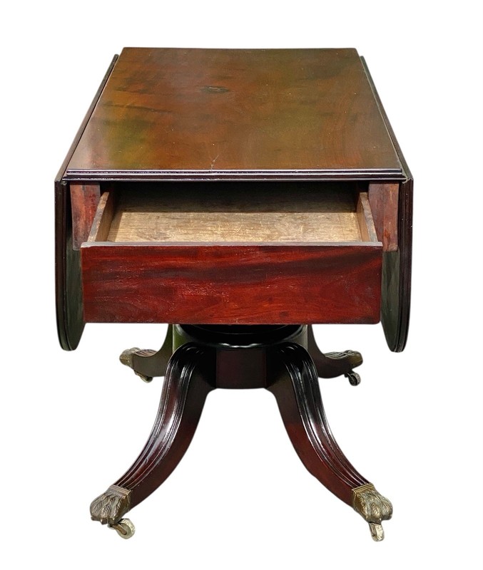 Antique Boston Mahogany Classical Drop Leaf Dining Table gallery