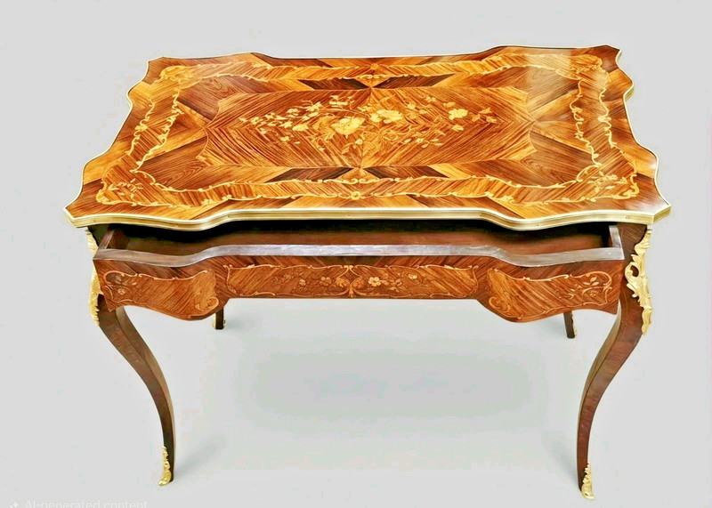 Exceptional French Louis XV Style Marquetry Center Table, 19th Century gallery