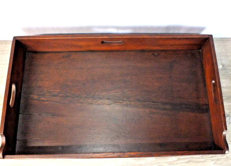 C1900 Antique Butlers Tray Hand Dovetailed Solid Oak with Good Finish gallery