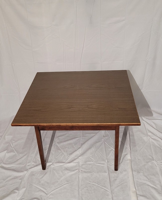 Mid Century Modern Jens Risom Walnut Floating Laminate Square Coffee Table MCM gallery