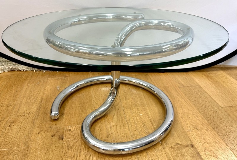 Rare Mid Century Iconic Giotto Stoppino Cobra Chrome & Glass Table M/I Italy