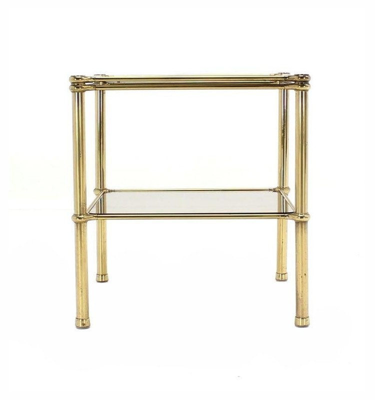 Unusual Brass Square Two-Tier Side or End Table gallery