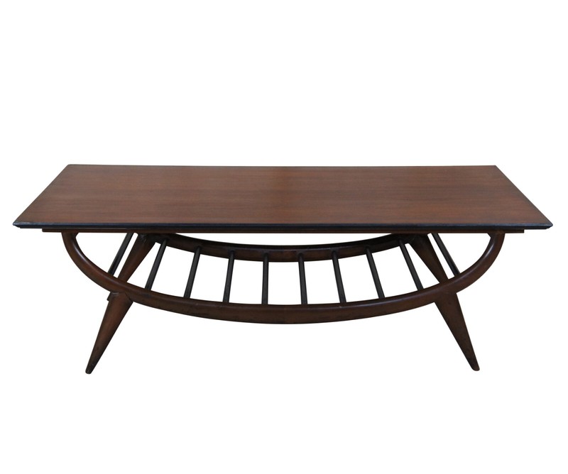 Mid Century Modern Sculptural Oak Scandanavian Slat Coffee Cocktail Table 54″