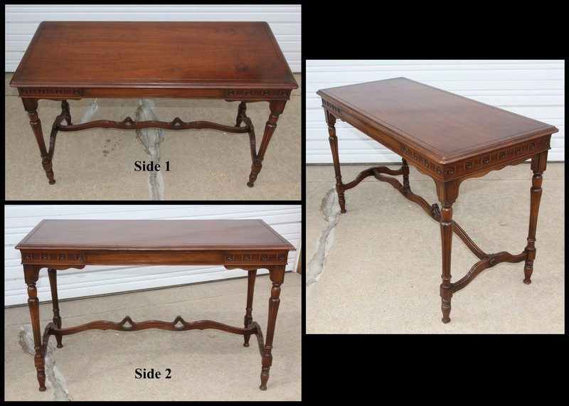 Antique Grand Rapids MI IMPERIAL Sofa Console Foyer Pierce Trestle Table Vintage