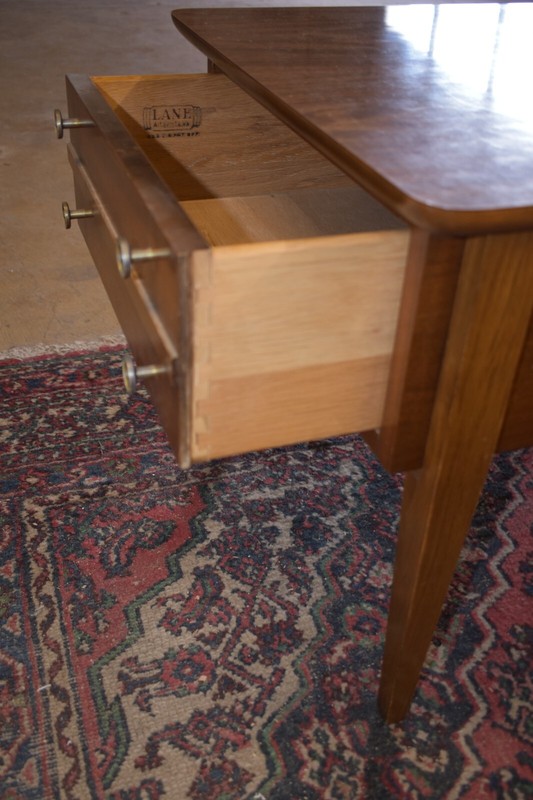 Mid Century Walnut End Side Tables, Nightstands A Pair, by Lane gallery