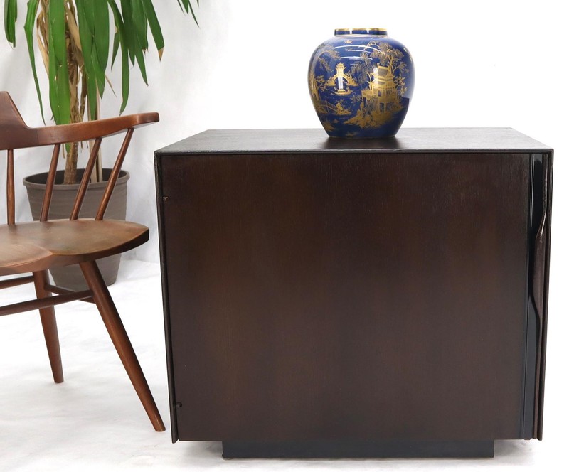 Mid-Century Modern Cube Shape Compact Liquor Cabinet End Table Espresso Finish gallery