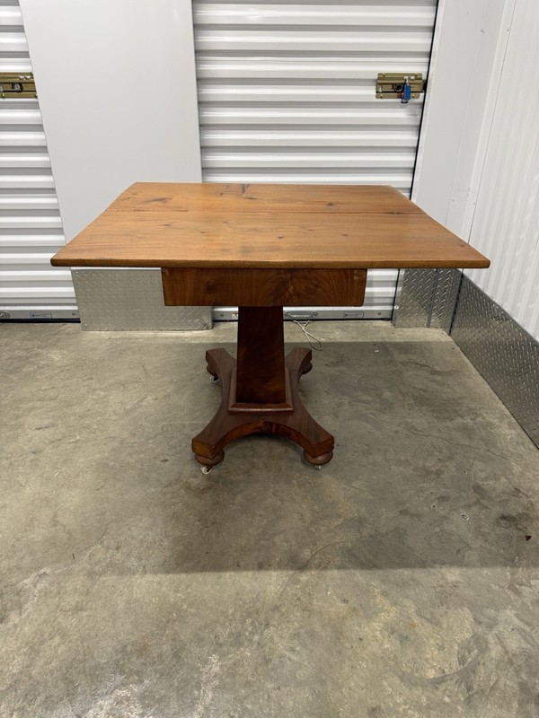 Vintage Mid Century Table With Swivel Top And Storage On Wheels