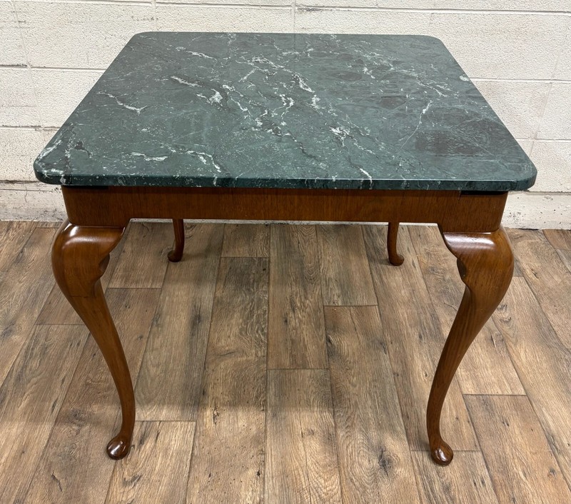 Vintage Queen Anne George II Style Marble Top Dining Breakfast Table