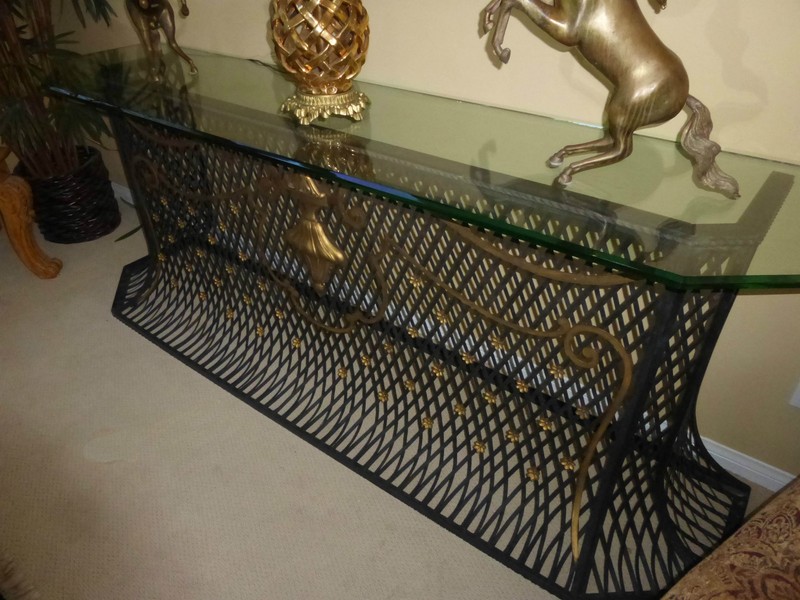 Vintage Designer Custom Hand Made Iron Entry Console Table Spanish Style gallery