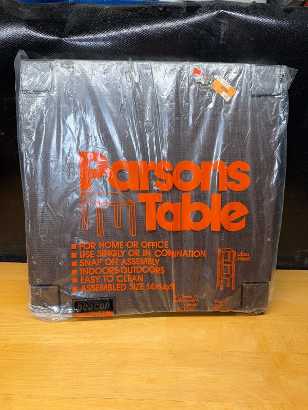 Vintage Plastic Parsons Table 14X14X14 Brown NOS Sealed