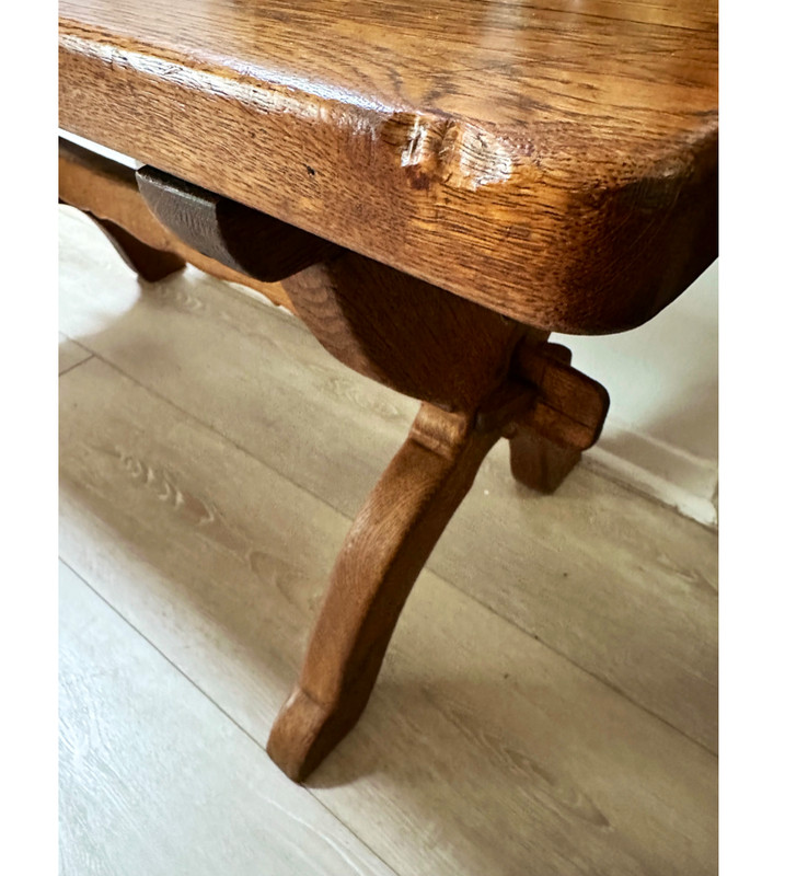 Antique Rustic Swiss Italian Oak Trestle Table gallery