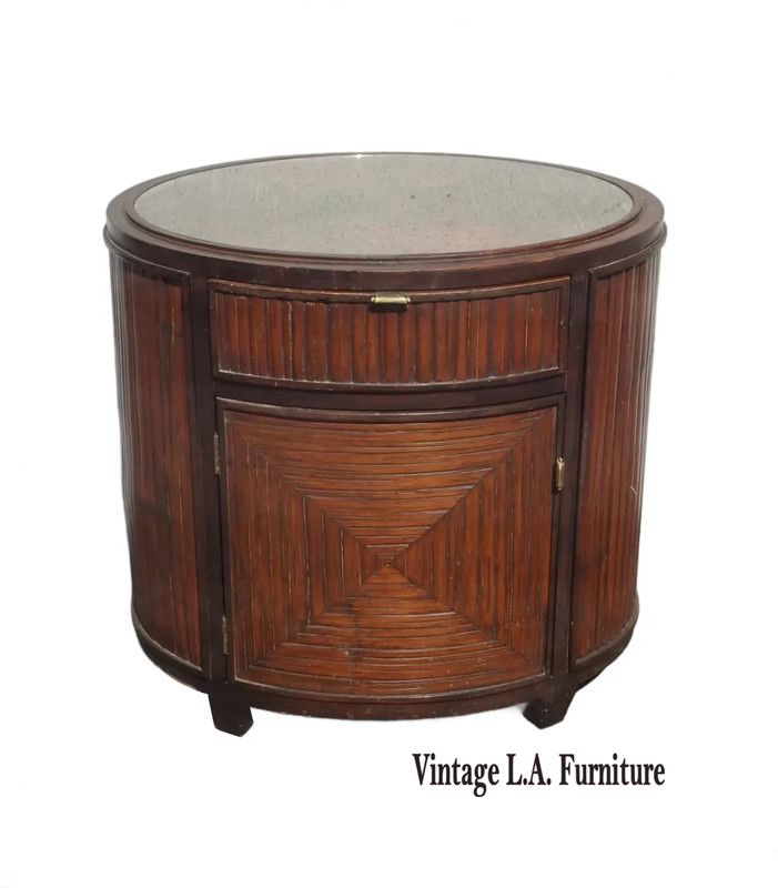 Vintage McGuire Faubourg Collection Oval Nightstand Chest With Drawer 2of 2