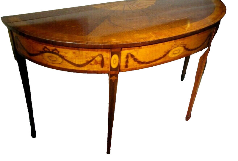 ANTIQUE ENGLISH NEOCLASSICAL STYLE GEORGE III INLAID SATINWOOD CONSOLE TABLE gallery