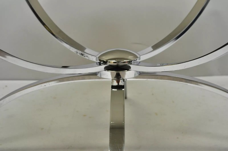 Mid Century Italian Modern Chrome Steel Spider Base Round Glass Top Coffee Table gallery