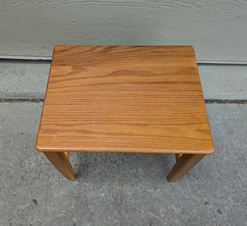 Vintage Mid Century Danish Modern Solid Oak Wood Side End Table D54 gallery