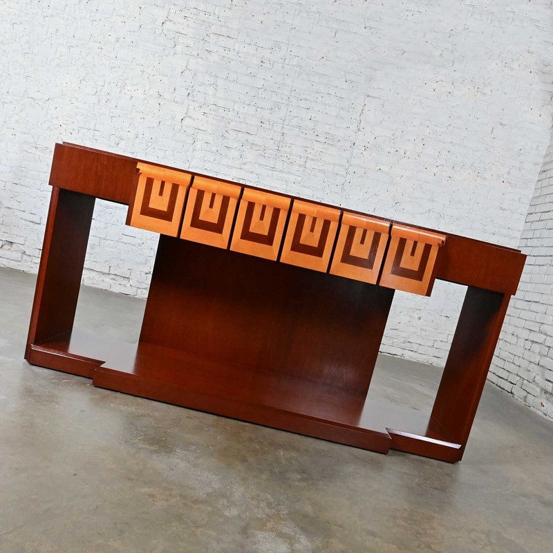 Late 20th Century Art Deco Revival Custom Designed Two Toned Mahogany Credenza