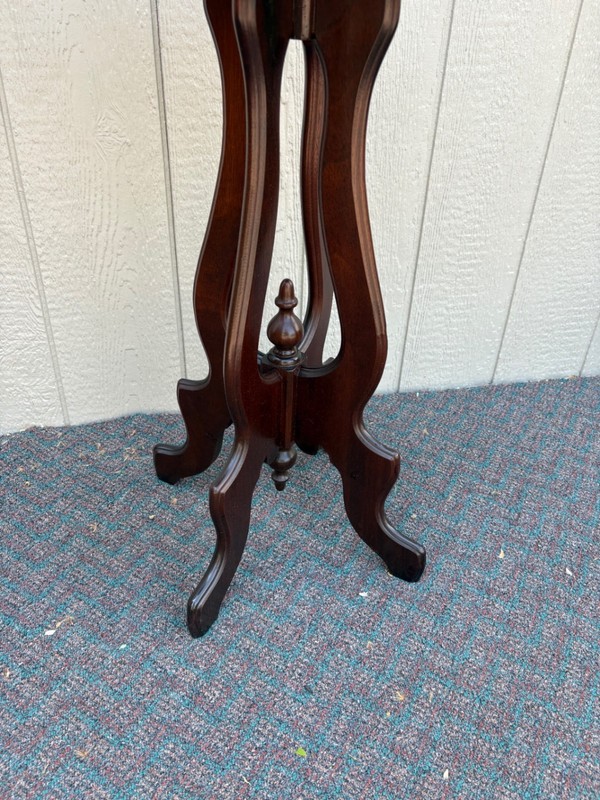 67777 Victorian Marble-Top Pedestal Table with Ornate Wooden Base gallery