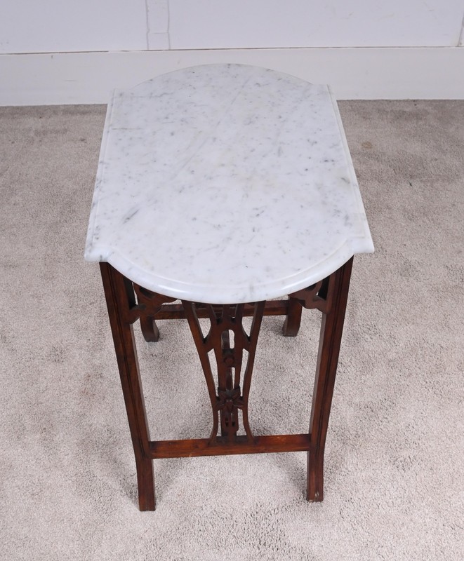 Arts and Crafts Side Table Marble Top Occasional 1900 gallery