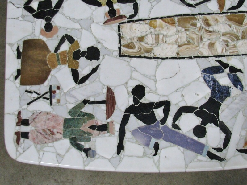 1960's Custom Brazilian Mosaic Coffee Table; Marble & Semi-Precious Stone Artist gallery