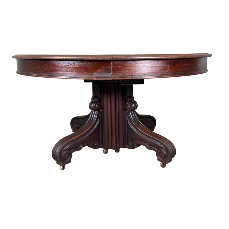 Antique Victorian Black Walnut Banquet Dining Table – Extends to 14 Feet! #22619 gallery