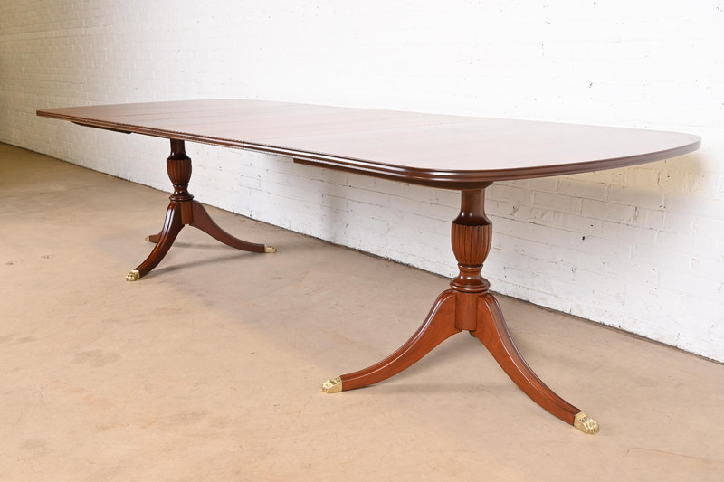 Henkel Harris Georgian Mahogany Double Pedestal Extension Dining Table gallery