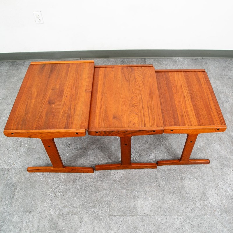 Mid Century Danish Modern Nesting Tables Solid Teak Set 3 Denmark Sled Mcm Wood gallery
