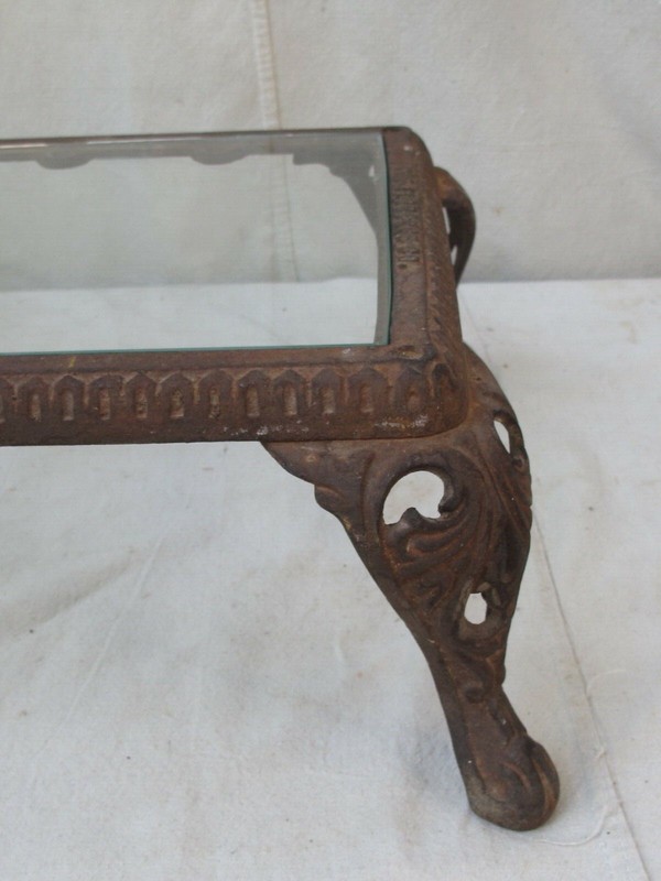 Antique Cast Iron Stove Base Low Table The Florence Co. Puritan Mass. c.1890 gallery