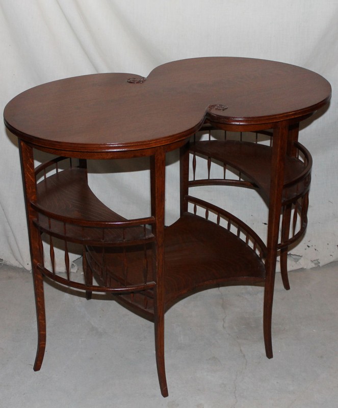 Antique Fancy Oak Lamp or Small Table gallery